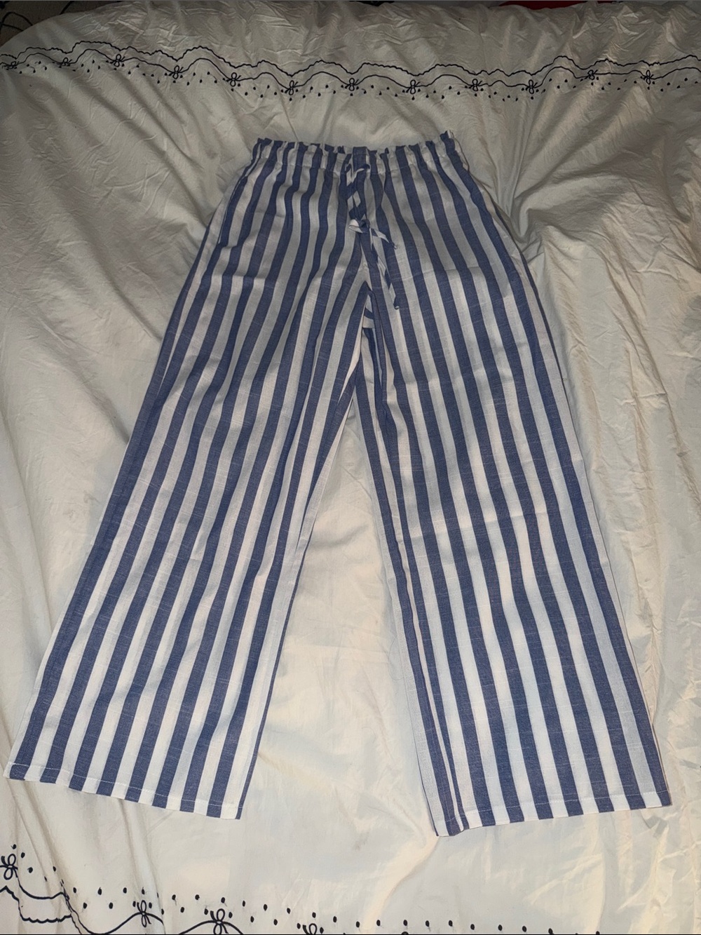 NWOT SHEIN Navy and White Vertical-Stripe Pull-On Pants